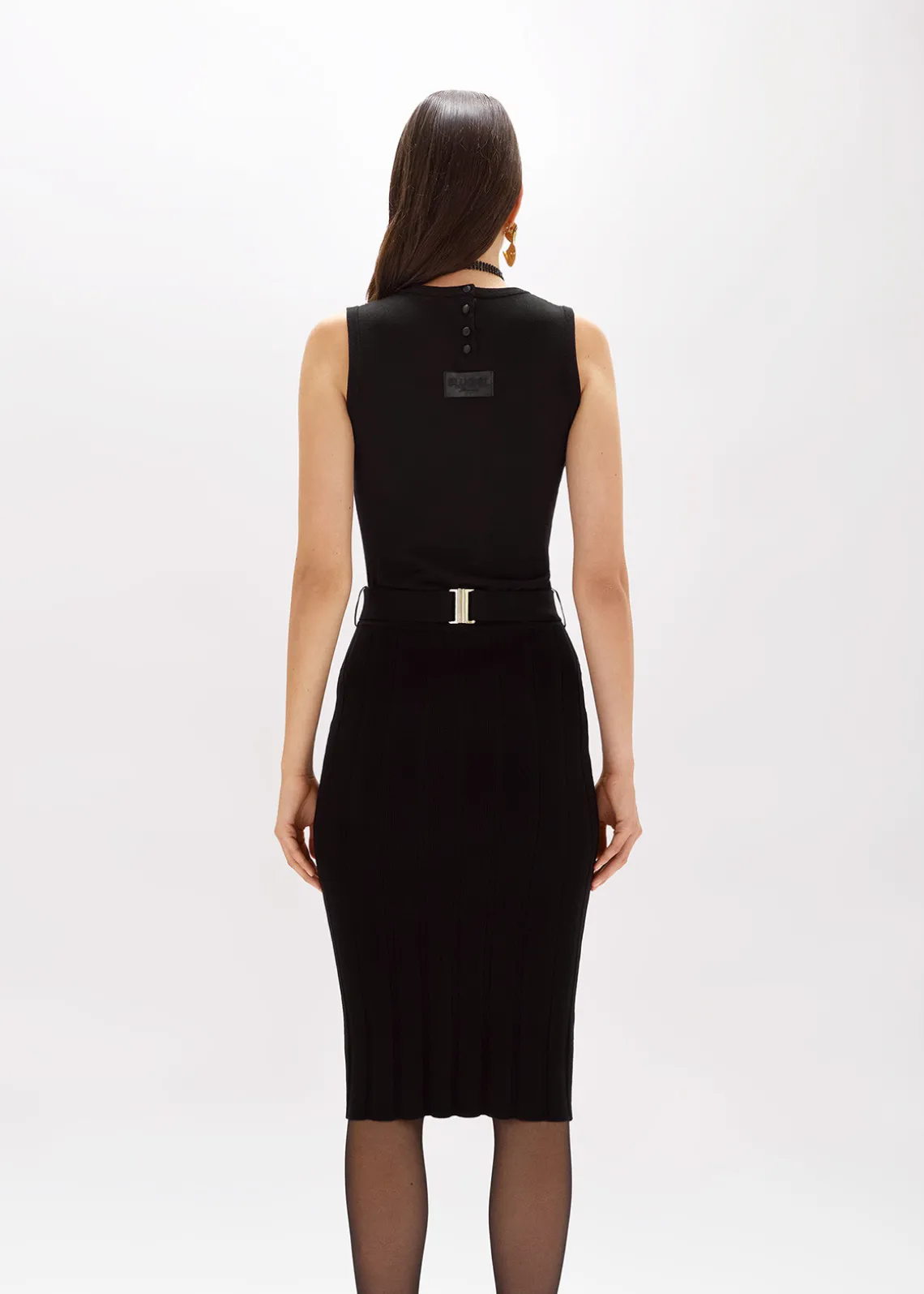 STRETCH VISCOSE MIDI SKIRT