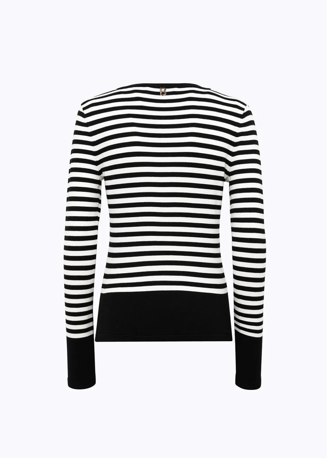 STRIPED SWEATER WITH ROSE BROOCH