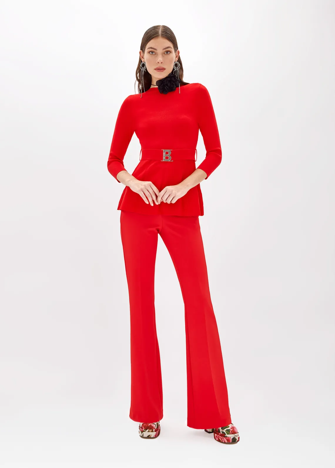 SWEATER WITH BRANDED BELT