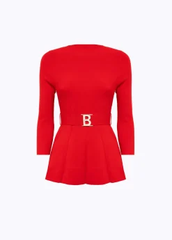 SWEATER WITH BRANDED BELT