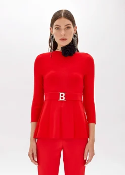 SWEATER WITH BRANDED BELT