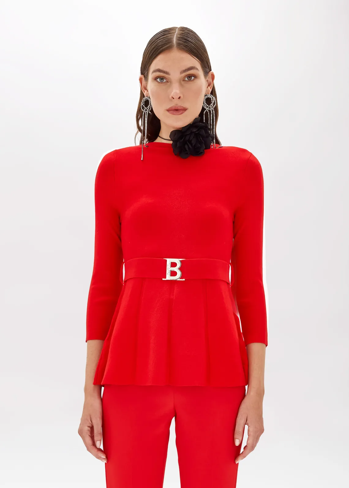 SWEATER WITH BRANDED BELT