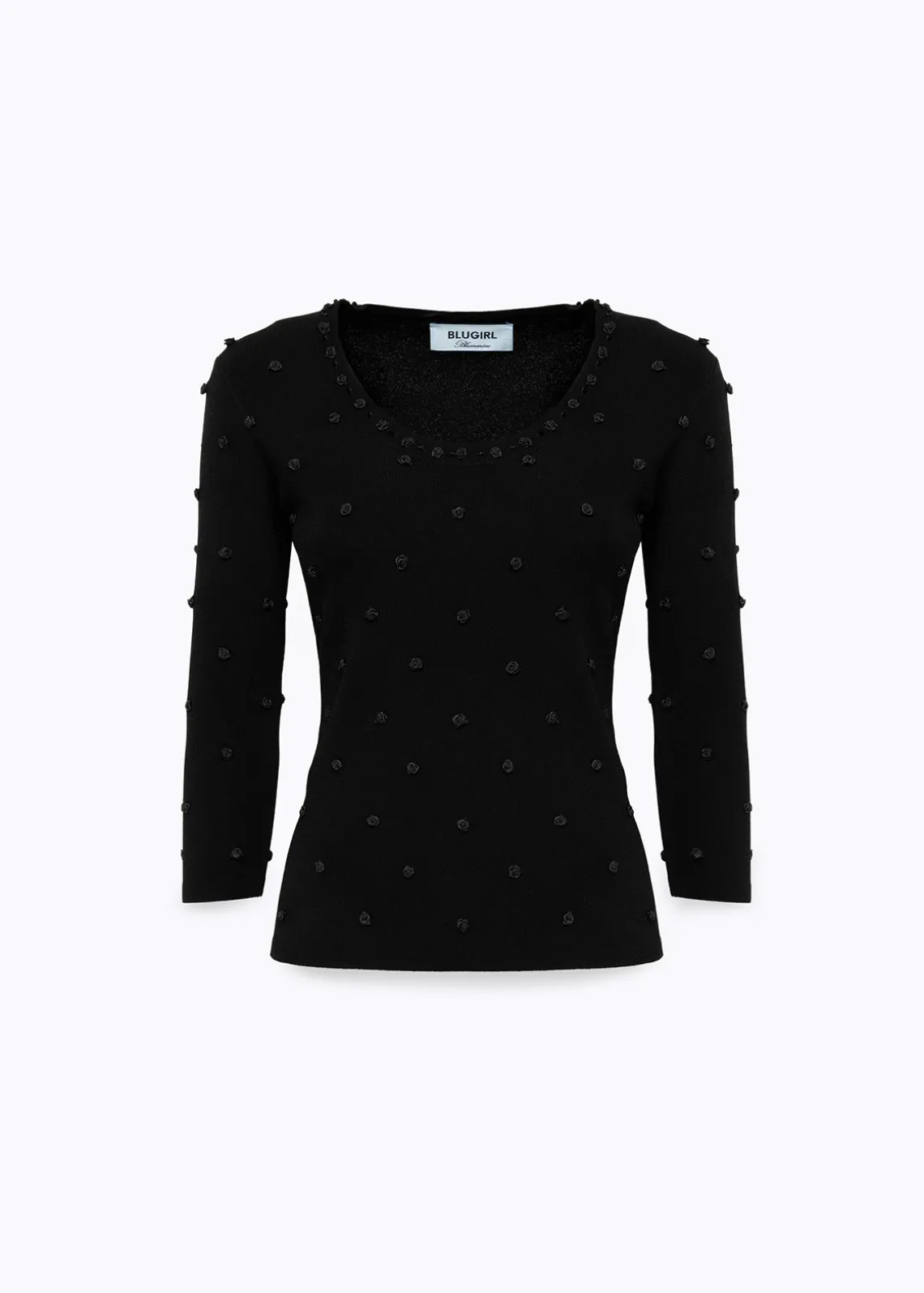 SWEATER WITH ROSE EMBROIDERY AND CORAL BEAD DETAILS