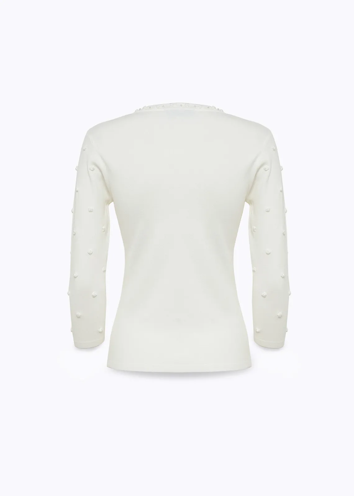 SWEATER WITH ROSE EMBROIDERY AND CORAL BEAD DETAILS