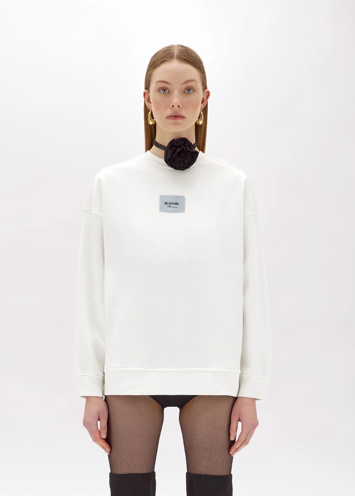SWEATSHIRT IN STRETCH COTTON WITH LOGO