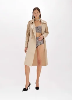 Trench coat in gabardine cotton blend.