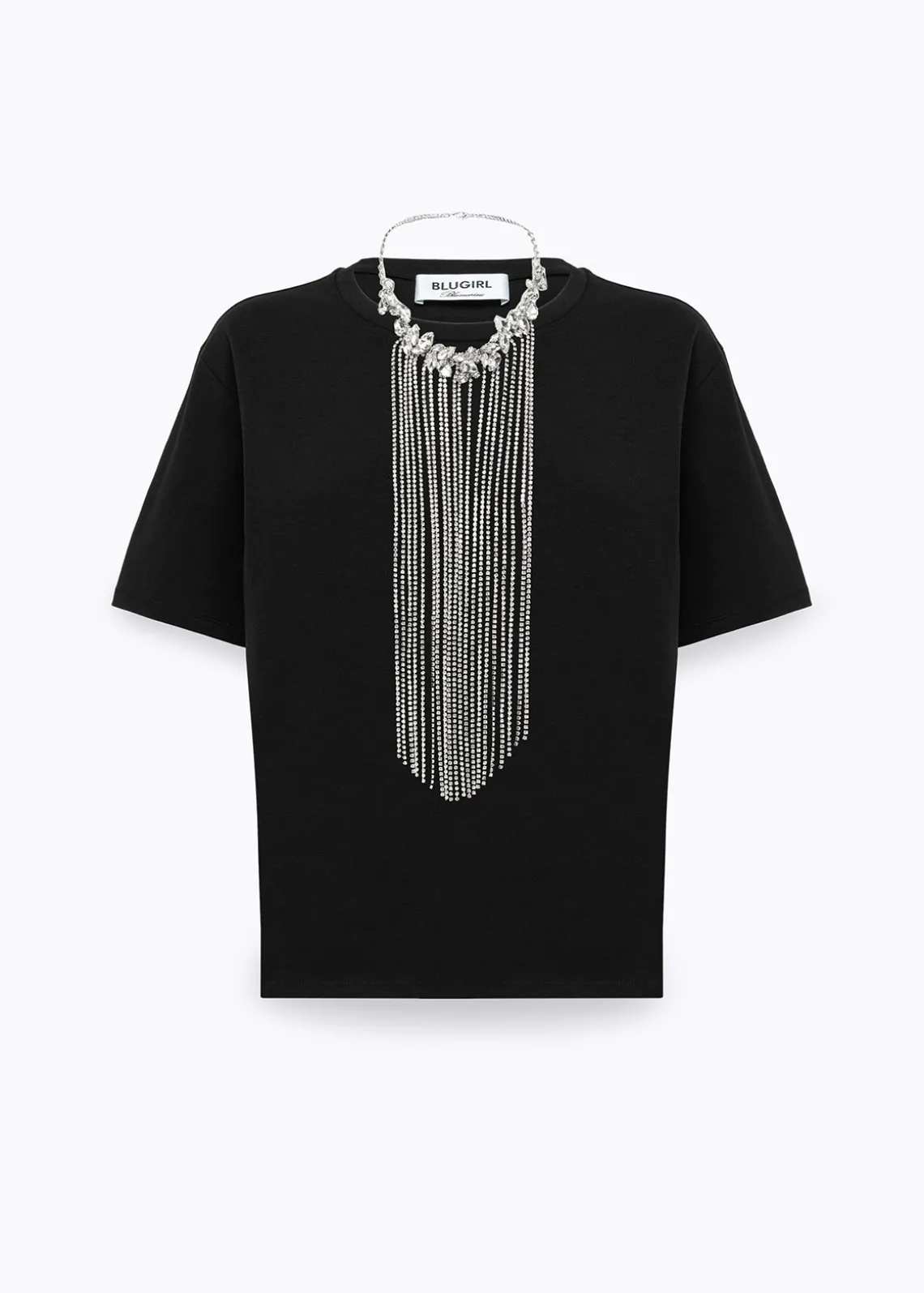 T-SHIRT IN COTTON WITH CRYSTAL NECKLACE