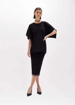 T-SHIRT IN COTTON WITH LACE DETAILS