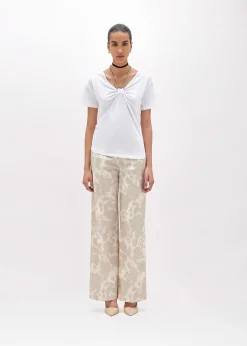 T-SHIRT WITH DRAPED DETAILS AND NECKLACE