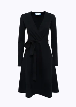 VISCOSE DRESS WITH ROSE BROOCH