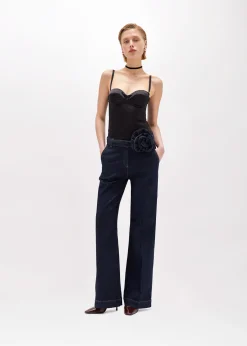 WIDE LEG JEANS IN DENIM WITH BELT