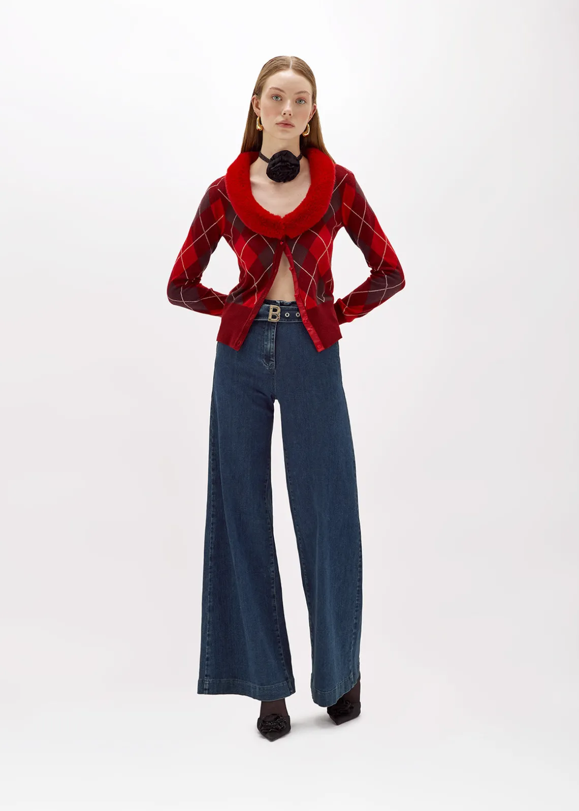 WIDE LEG JEANS IN STRETCH DENIM