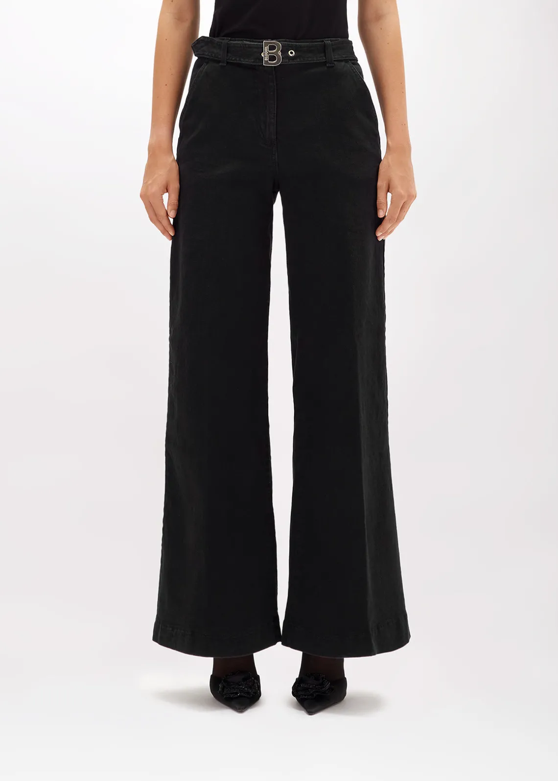 WIDE LEG JEANS IN STRETCH DENIM