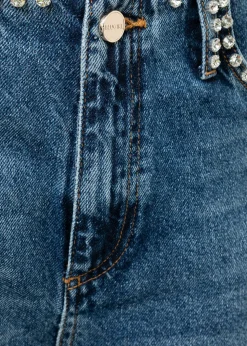 WIDE LEG JEANS WITH RHINESTONE RIVETS