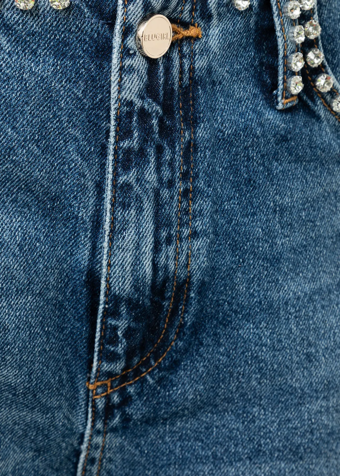 WIDE LEG JEANS WITH RHINESTONE RIVETS
