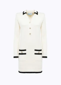 WOOL BLEND DRESS WITH JEWEL BUTTONS
