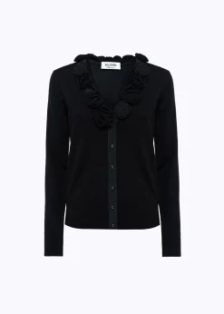 WOOL CARDIGAN AND CRÊPE DE CHINE TOP